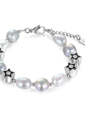 CASH COWS 原创花朵天然淡水巴洛克异形珍珠手链不规则灰白高级感