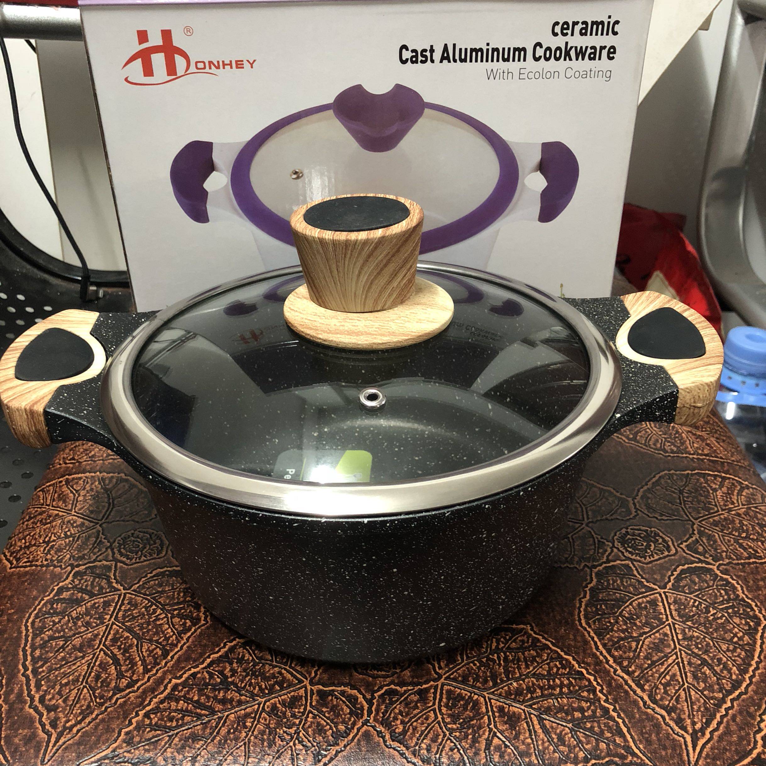 海鲜焖面专用锅麦饭石汤锅不沾炖锅家用煮锅焖烧煮肉锅电磁炉适用