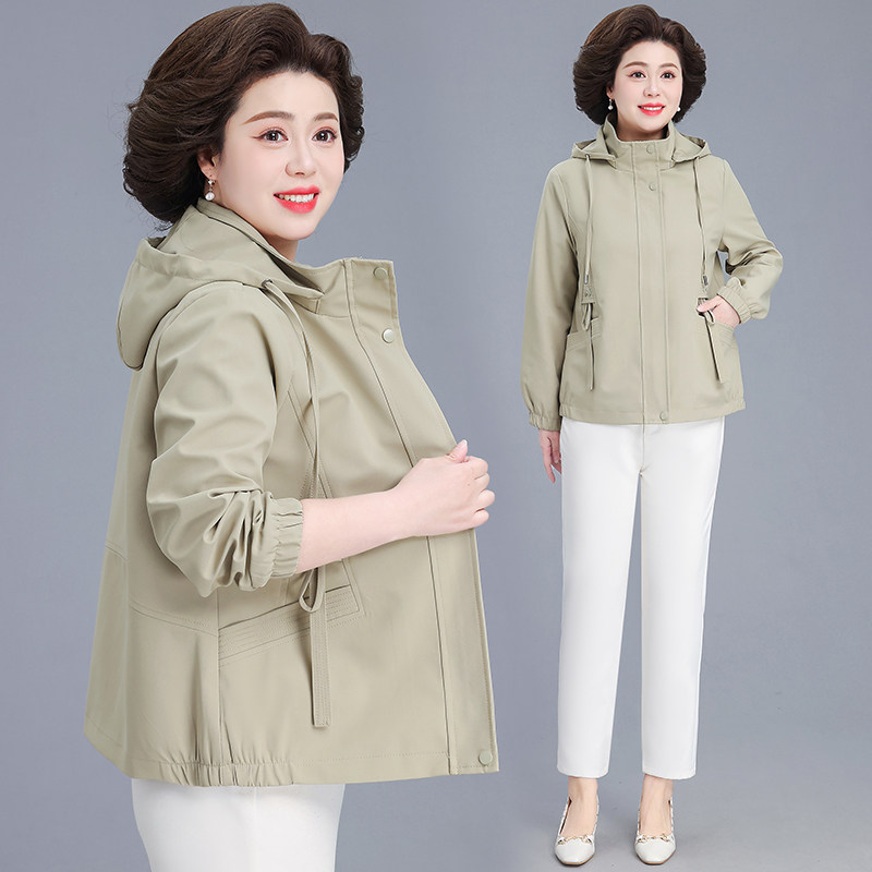 气质妈妈春装外套洋气短款风衣女图片
