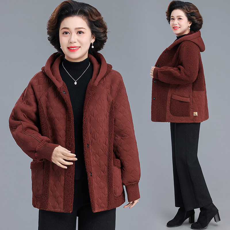 时尚百搭双面穿拼接羊羔毛外套女