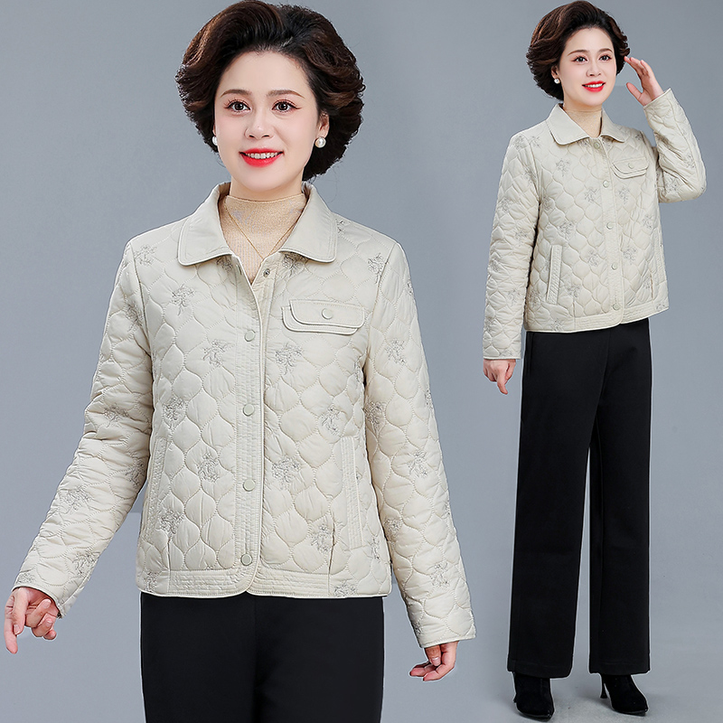 秋冬新款中老年妈妈翻领棉服