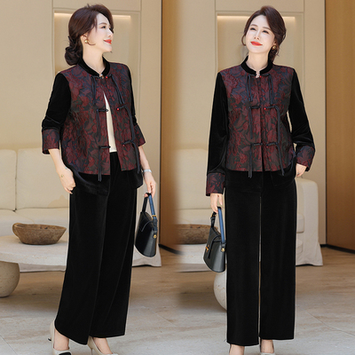 中老年妈妈新中式上衣裤子两件套