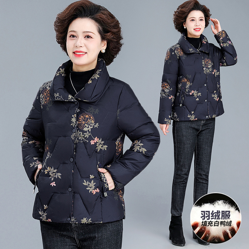 新款印花妈妈羽绒服加厚冬季保暖