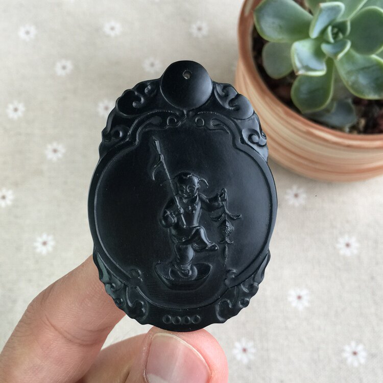 黑青玉男女款山料天然吊坠
