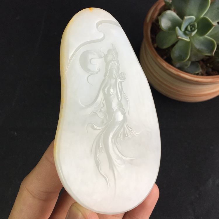 和田玉羊脂玉俄罗斯芭莎料仕女山料男女款挂件天然正品玉石牌吊坠