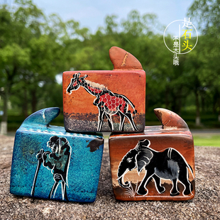 非洲肯尼亚进口皂石特产礼礼物蛙蛇斗小玩具纯手工雕刻工艺品摆件