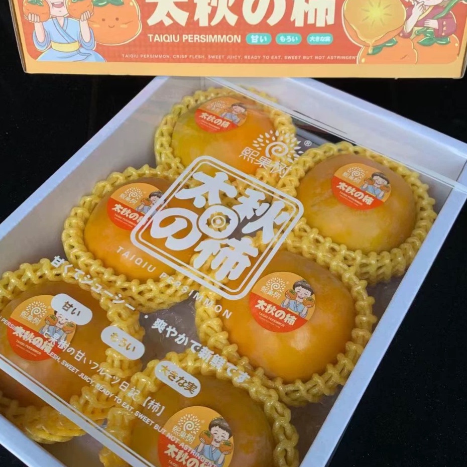 熙果树太秋柿 6-10个装原箱礼盒脆柿无核柿子脆甜爽口顺丰快递