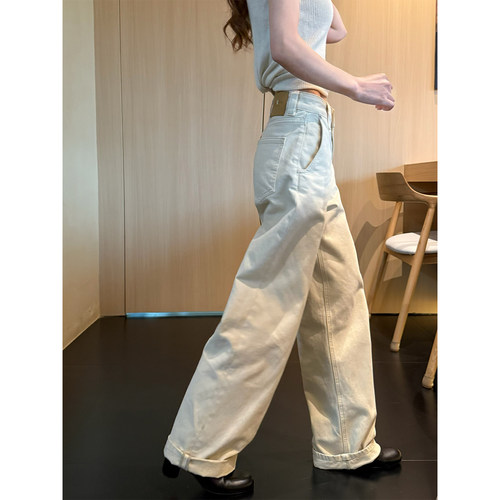 重工水洗简约休闲牛仔裤女