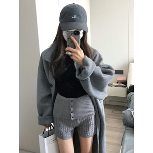 1992 针织短裤 四季 高弹敲软糯时髦外穿灰色打底裤 女 新款 留下