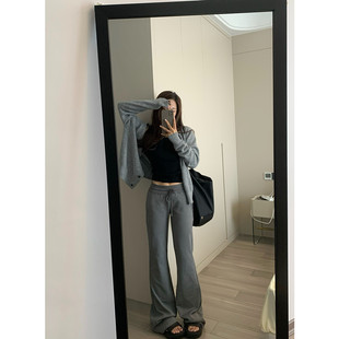 百搭休闲喇叭裤 留下 百搭微喇瑜伽运动裤 早秋低腰时髦美式 女 1992