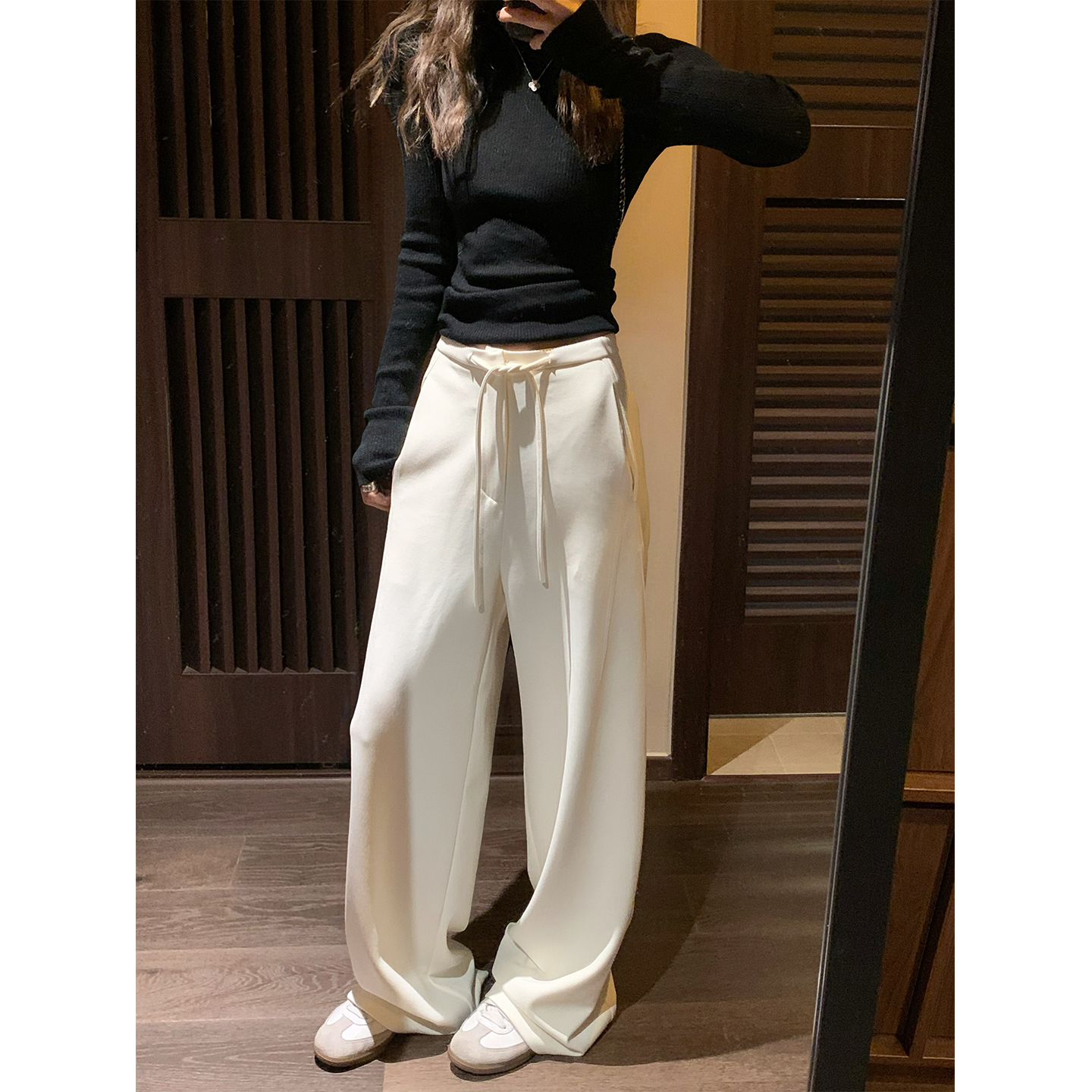 秋冬新品韩版宽松直筒弯刀裤女