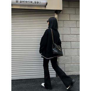 时髦高腰显瘦喇叭裤 弹力休闲长裤 百搭韩版 女修身 女潮 拖地裤 春秋季