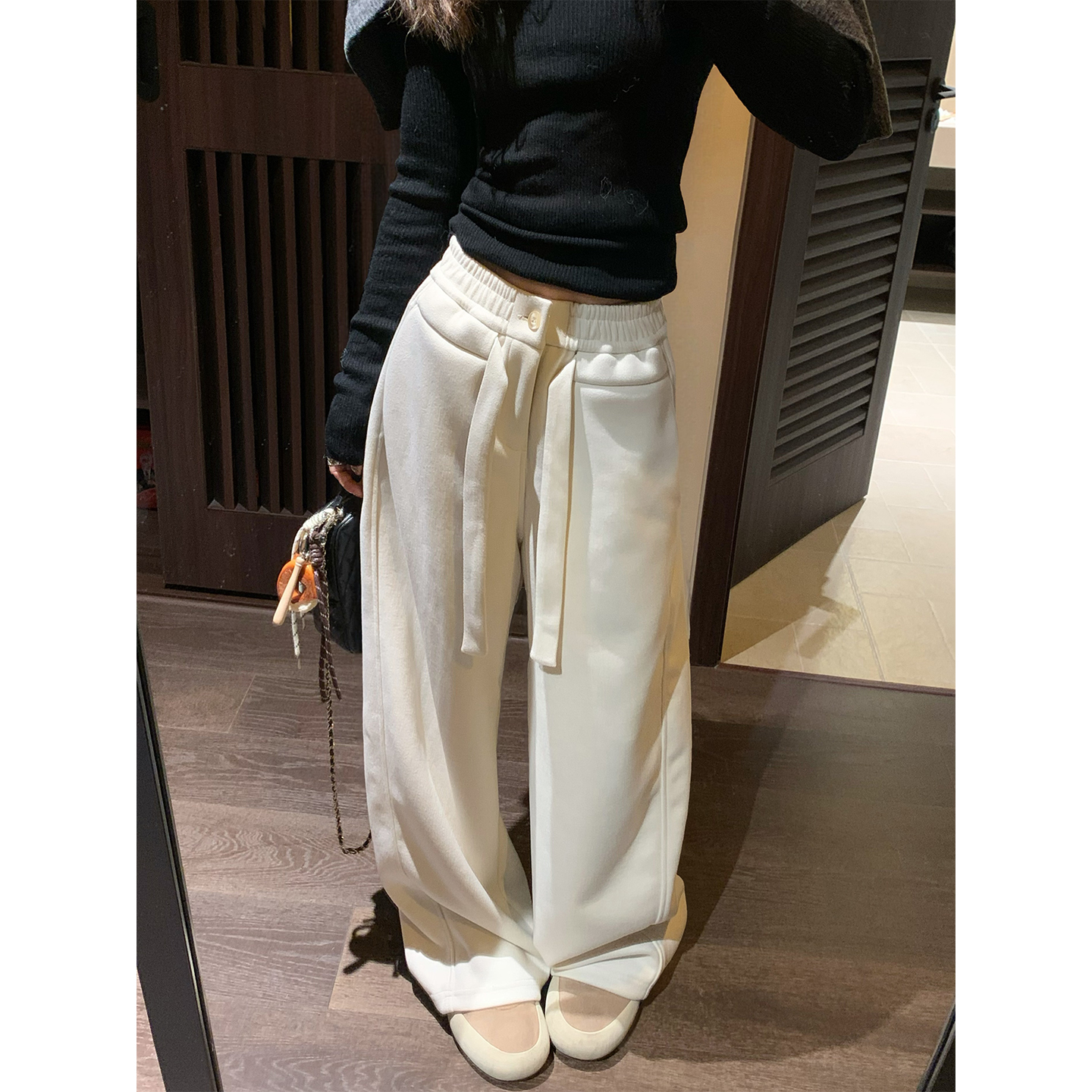 秋冬新品加厚醋酸羊毛直筒裤女