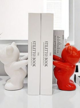 情侣小熊书档摆件酒柜客厅送人结婚订婚玄关装饰品乔迁过年电视柜