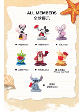 正版迪士尼永生花系列盲盒史迪奇草莓熊米奇可爱卡通摆件礼物手办