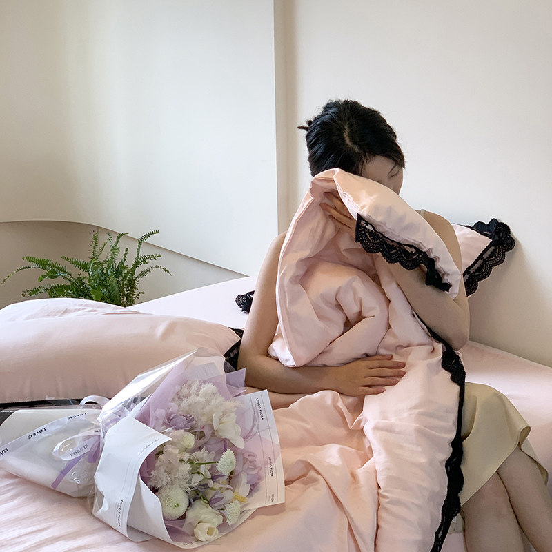 A类纯棉双层纱床笠款少女四件套