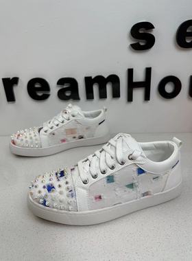 欧洲站CL2024新款铆钉红底鞋个性帆布破洞星空小白鞋百搭休闲板鞋