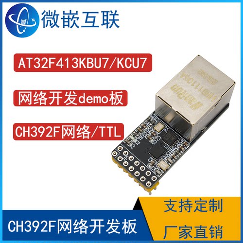 CH392F网络开发板 AT32F415KBU7以太网功能评估验证板TCP/IP