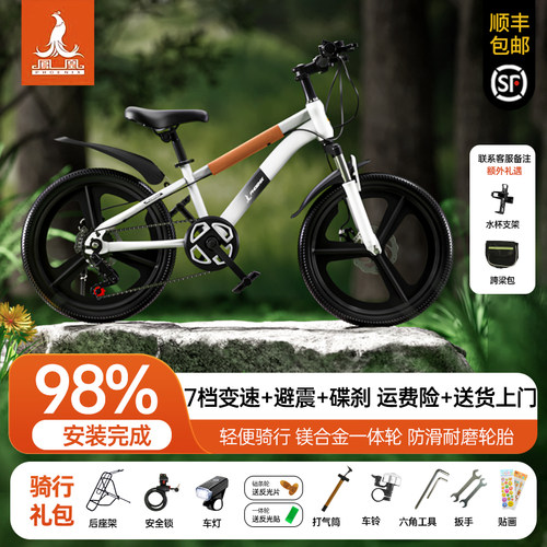 凤凰6-10岁儿童山地车碟刹变速