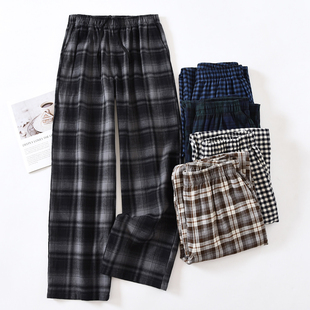 【全棉磨毛女士长裤】色织格子100%棉法兰绒家居裤可外穿睡裤316