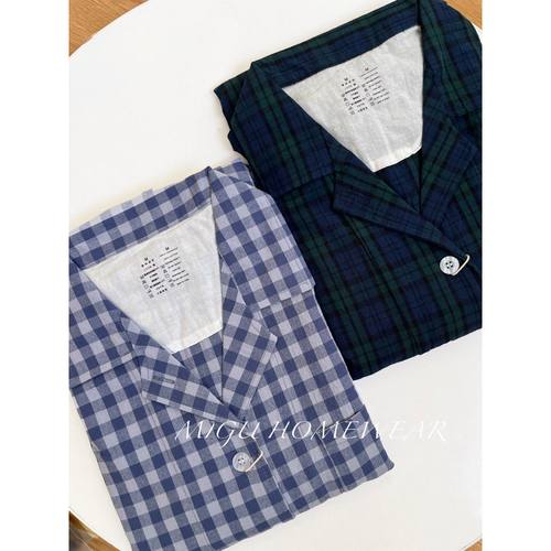 【女款全棉套装】四季款长袖长裤家居服睡衣纯棉色织格子245