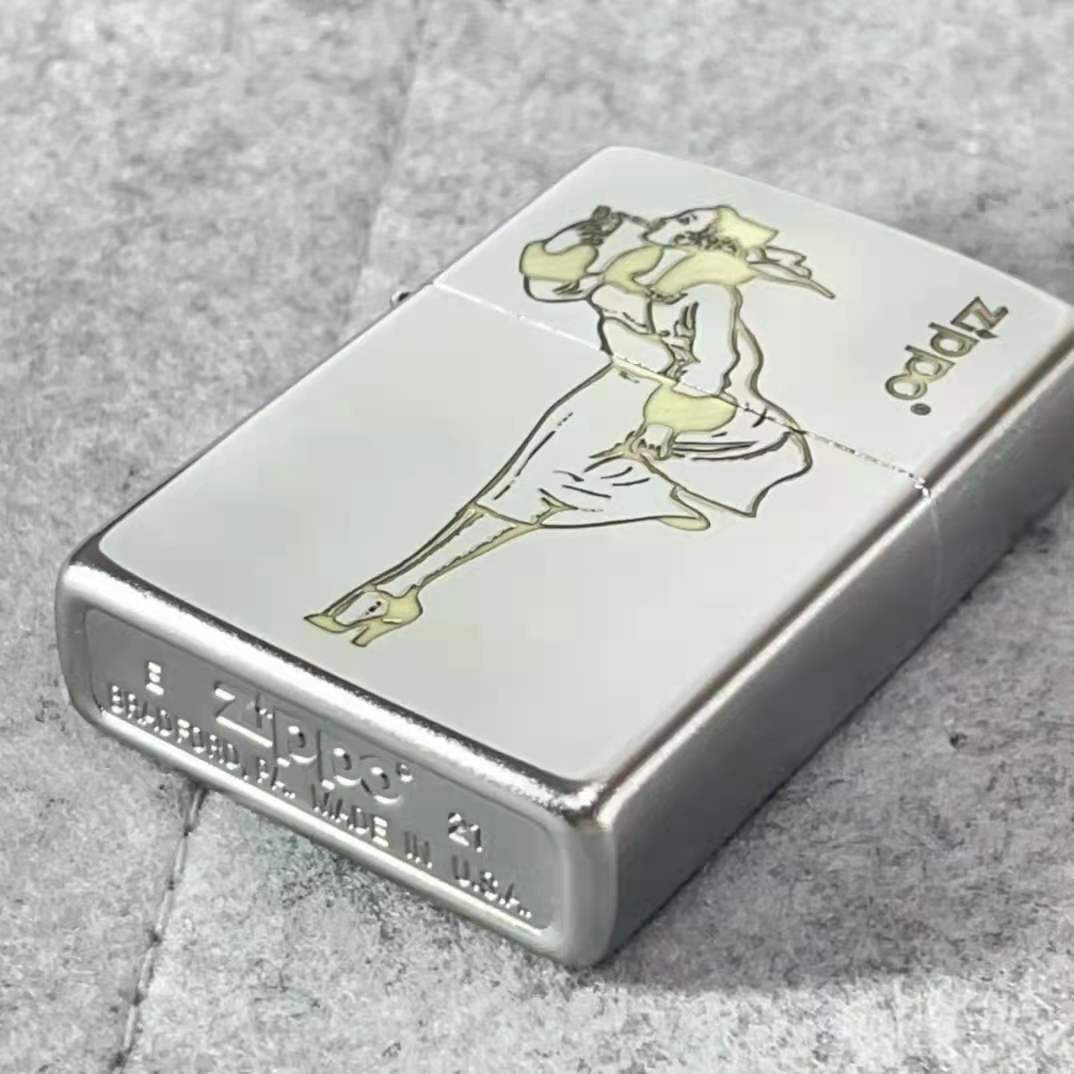 zippo美国正品打火机风中女郎防风七夕情人节zippo