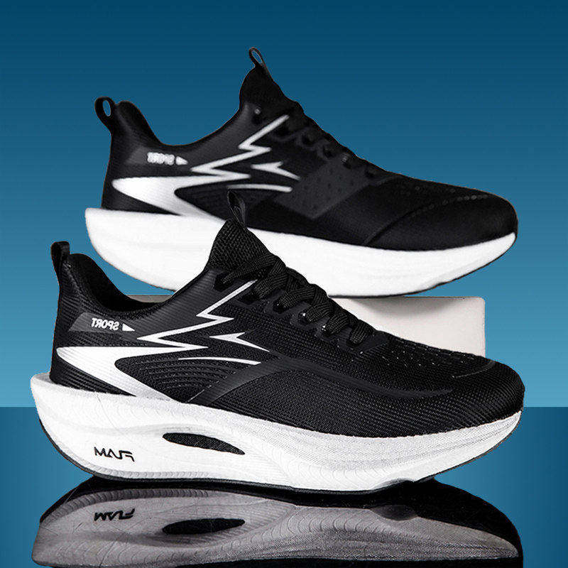 儿童专业碳板跑鞋初中学生青少年黑白跑步鞋男生小孩运动鞋马拉松