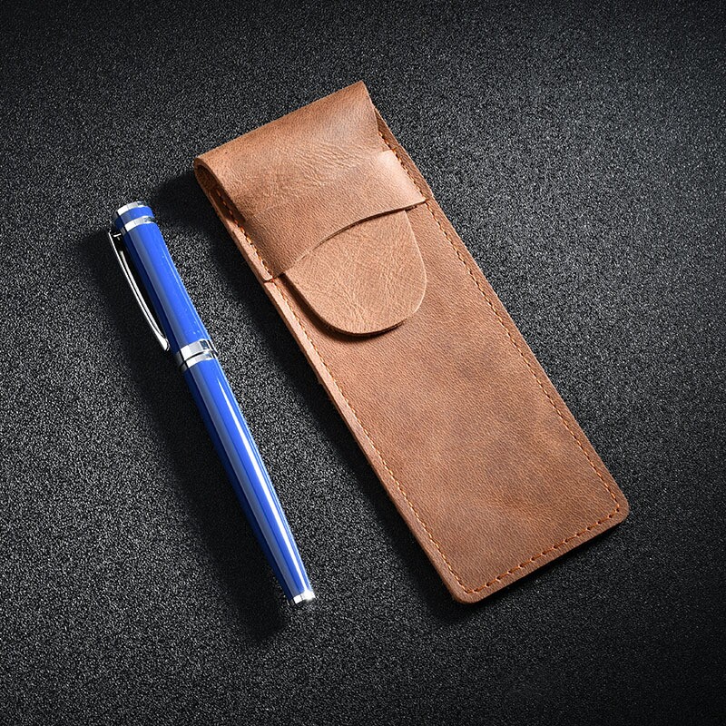 新款疯马皮钢笔笔袋复古纯手工皮质笔套男女高端真皮多功能收纳袋