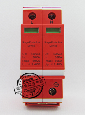 一级电源防雷器单相220V电源避雷器60KA电源防雷模块浪涌保护器2P
