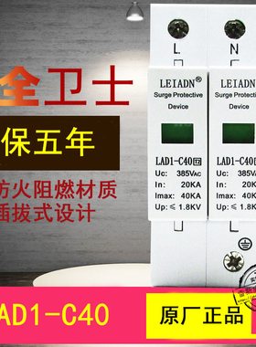 雷安盾浪涌保护器2PLAD1-C40防雷保护器40KA家用防雷开关220V避雷