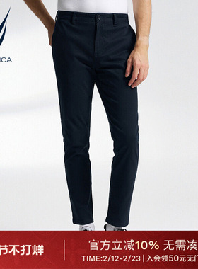 NAUTICA/诺帝卡男装秋冬棉纺磨毛亲肤保暖休闲商务长裤PO3401
