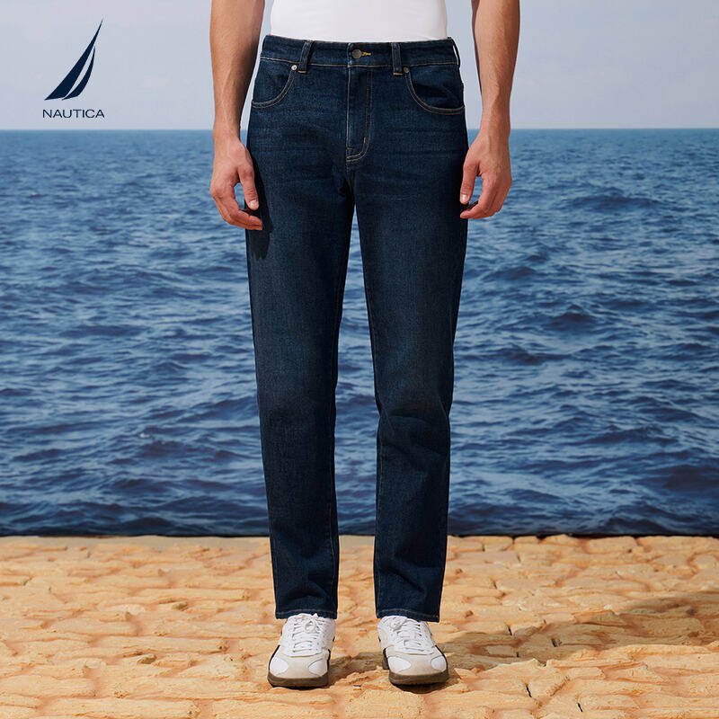 NAUTICA/诺帝卡男装25秋季新品舒适透气休闲磨毛牛仔长裤PO5351