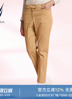 NAUTICA/诺帝卡女装柔软棉弹松紧腰休闲舒适梭织长裤33PO03