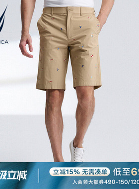 NAUTICA/诺帝卡男装夏季舒适带弹时尚绣花休闲短裤BO4201