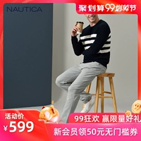 NAUTICA / Áo len nam Bắc Âu Áo len nam mùa thu và mùa đông cổ tròn sọc nam giản dị NA002397 - Áo len ao khoac len