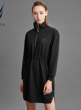 NAUTICA/诺帝卡黑帆女装春季简约风立领舒适针织连衣裙13DB01