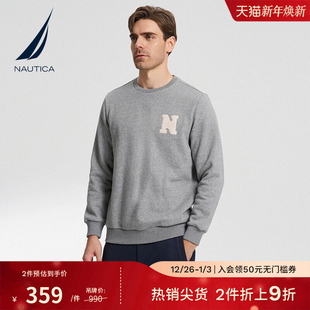 NAUTICA 秋冬磨毛字母印花休闲打底加绒卫衣KO3402 诺帝卡男装