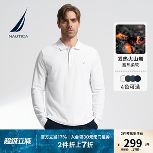 秋冬珠地自发热舒适休闲重磅POLO衫 火山岩 NAUTICA 诺帝卡男士