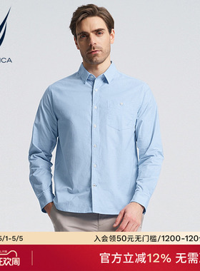 NAUTICA/诺帝卡男装柔软透气挺括休闲春夏长袖衬衫WO4103