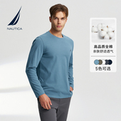 NAUTICA T恤 柔软透气舒适纯棉休闲多色长袖 诺帝卡男装 春季
