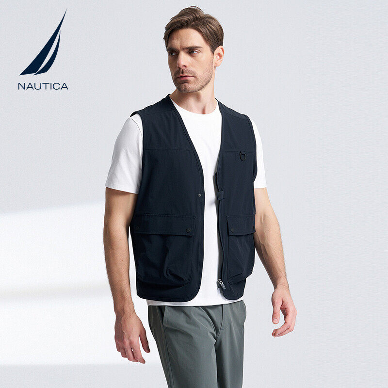 NAUTICA/诺帝卡凉感V领梭织背心