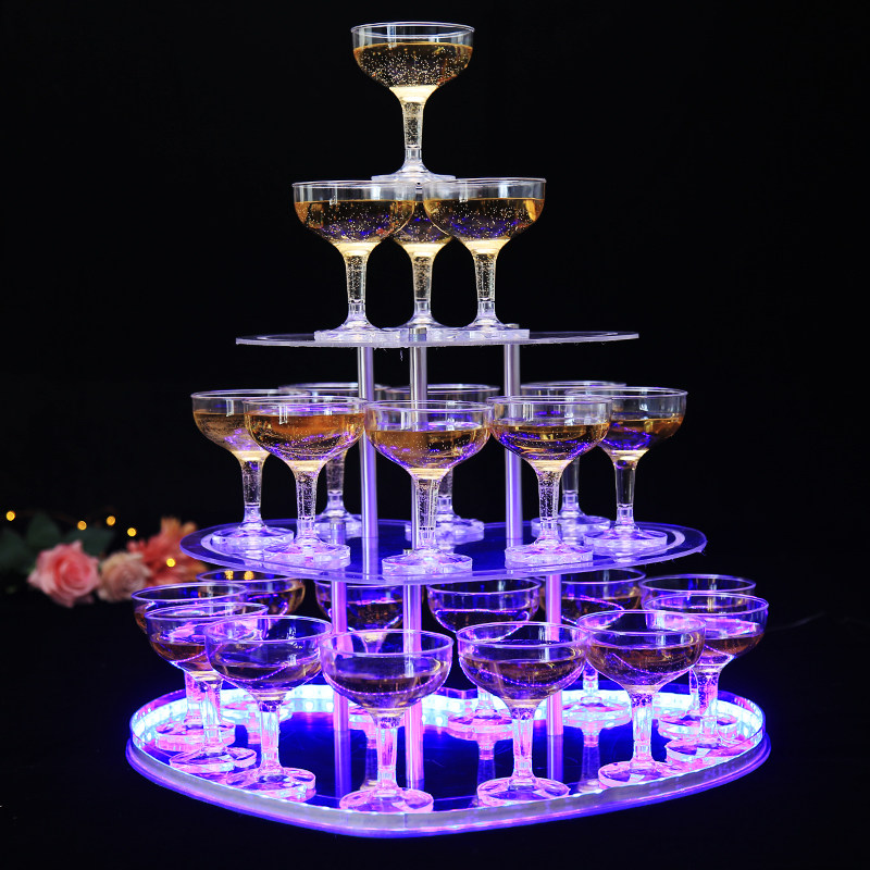 婚庆道具酒塔新款亚克力发光塔婚礼庆典生日酒会开业香槟塔香槟架