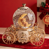 旋转水晶球八音盒女孩生日摆件旋转木马音乐盒女生高级飘雪礼物