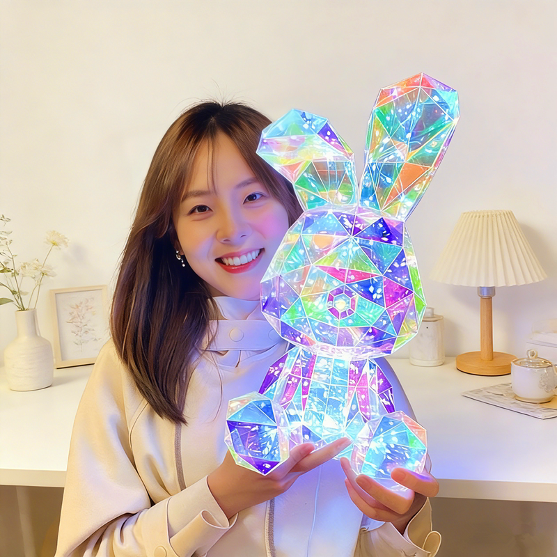 发光兔女孩礼物幻彩发光玩具摆件