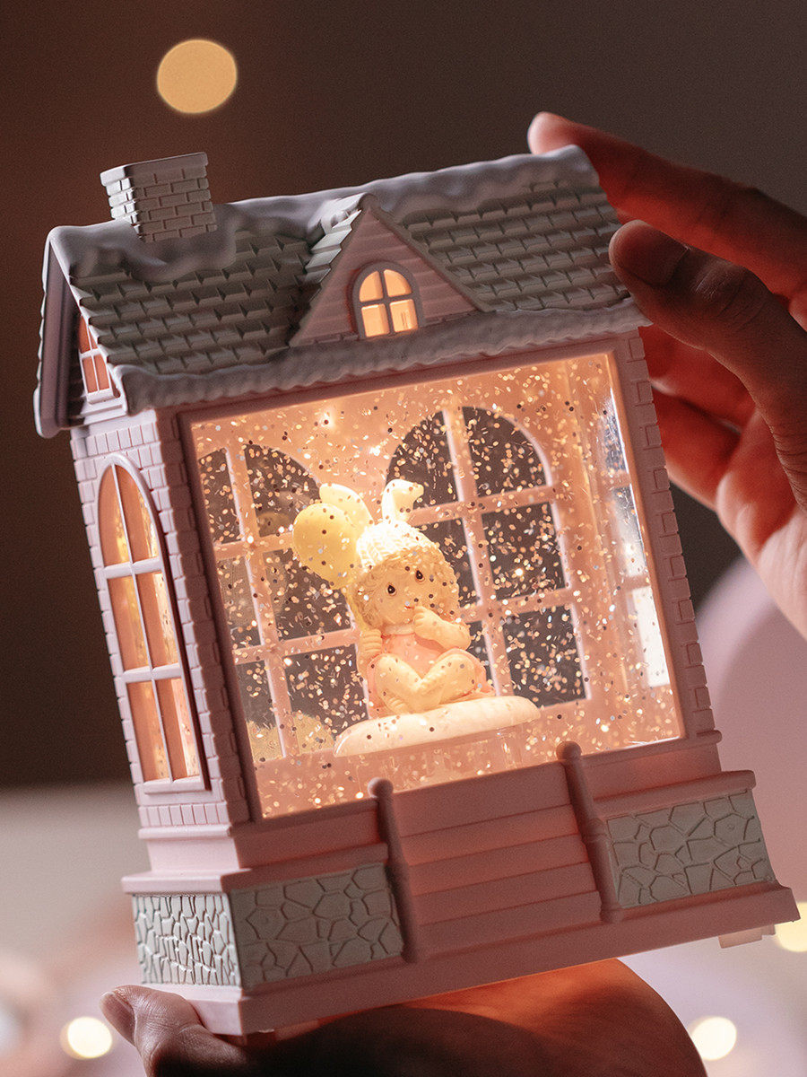 하이 엔드 뮤직 박스 소녀 생일 선물 눈이 내리는 뮤직 박스 어린이 장식품 야간 조명 크리스마스 눈이 내리는 수정 구슬