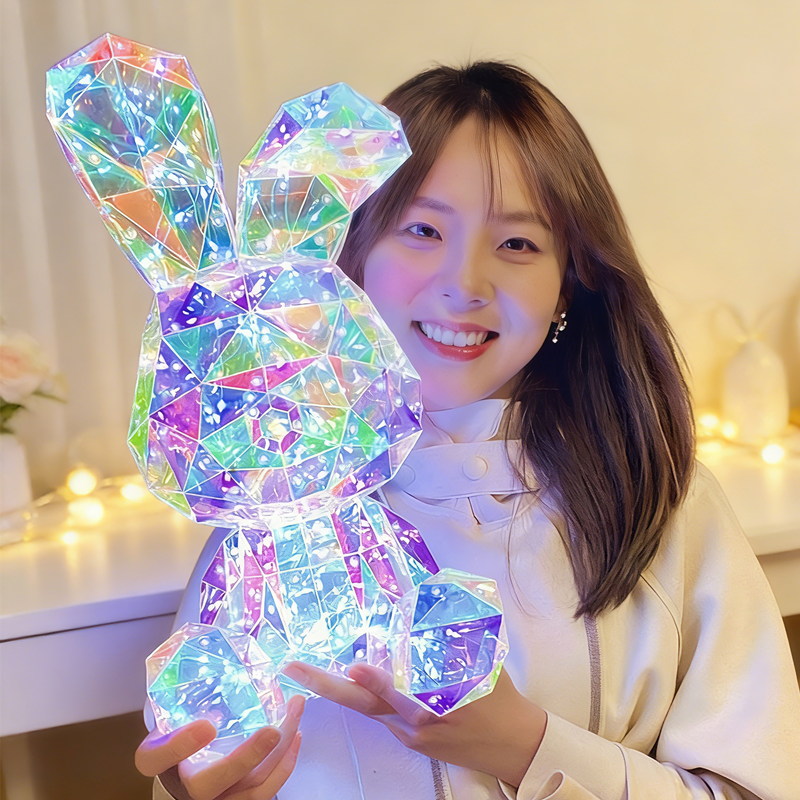 女孩生日礼物发光兔子玩具摆件水晶球音乐盒八音盒儿童女生高级