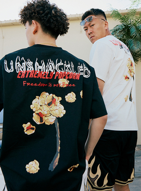 UNSHACKLED潮牌男装亚翰同款爆米花短袖春夏美式宽松T恤杨政原创
