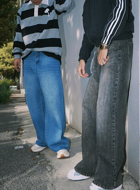 UNSHACKLED潮牌美式宽松牛仔裤男直筒简约水洗休闲男裤杨政原创