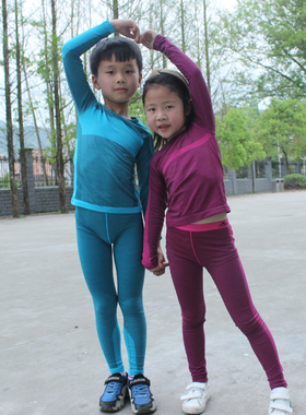 鹤牌大中儿童紧身衣长袖套装男 滑雪速干内衣女 足球篮球打底长裤