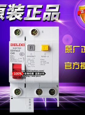 德力西小型断路器DZ47SLEN1C40R300 1P+N C40A 300mA 6KA漏电保护